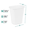 thumbnail image 2 of Sterilite Bathroom Trash Can, 3 Gallon Small Plastic Garbage Bucket Bin with No Lid, White, 2 of 9
