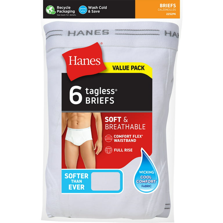 Hanes Men's Value Pack White Briefs, 6 Pack - Walmart.com