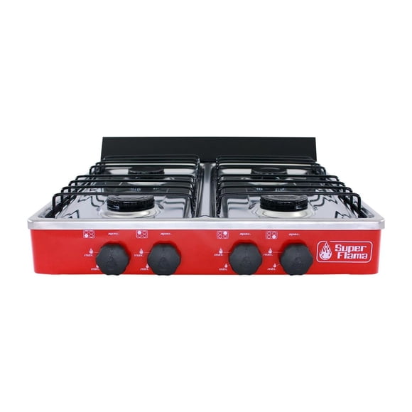 Parrilla de Gas Super Flama 4 Quemadores Acero Inoxidable Color Rojo 4QCA/R