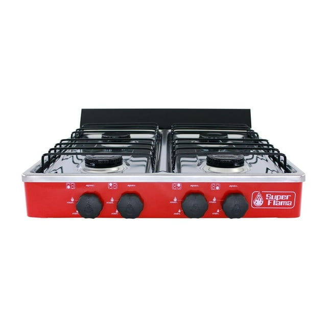 Parrilla de Gas Super Flama 4 Quemadores Acero Inoxidable Color Rojo 4QCA/R