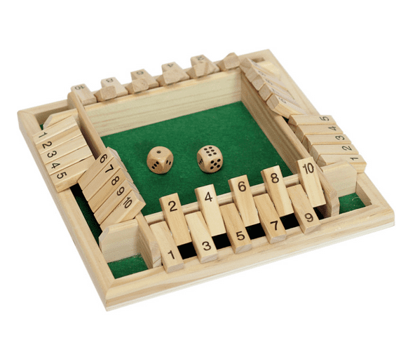 14 Players Shut The Box Dice Game, Wooden Board Table Math Game with 2