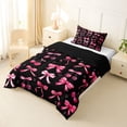 thumbnail image 2 of Erosebridal 3D Cartoon Red Cherry Twin Comforter Sets For Girls,Cute Ribbon Bow Bedding Set For Kids,Black Reversible,2-Piece, 2 of 7