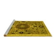 thumbnail image 2 of Ahgly Company Machine Washable Indoor Round Abstract Yellow Modern Area Rugs, 4' Round, 2 of 4