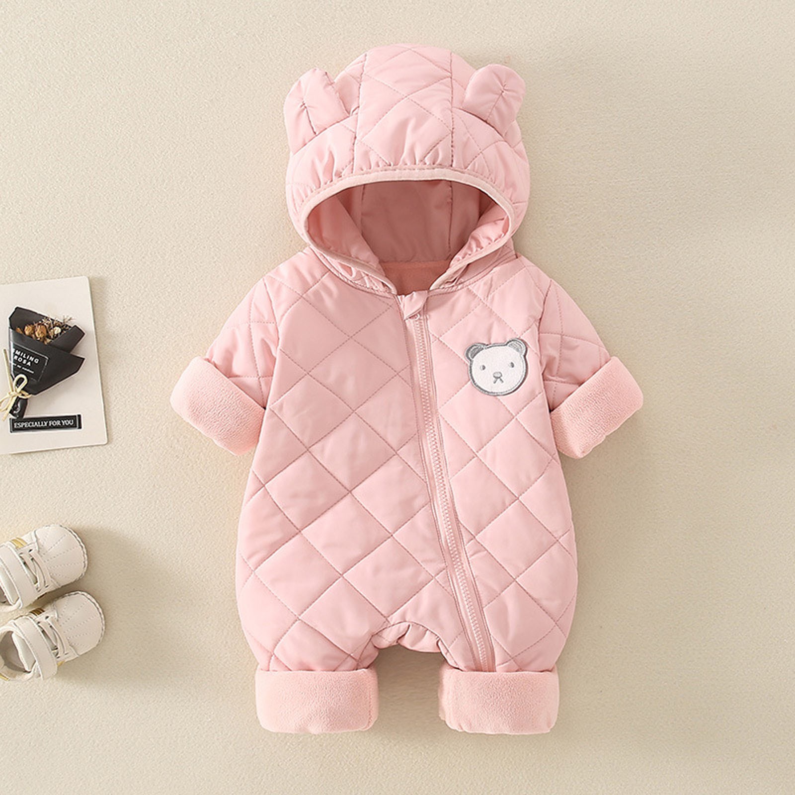 Kogui Toddler Girl Winter Snowsuit Infants' Snowsuit - Heavyweight Quilted Bodysuit - Outerwear Footed Jumpsuit Coveralls for Baby Boys/Girls Size 6 12 Months (Pink,6-12 Months)