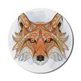 thumbnail image 1 of Tribal Mouse Pad for Computers, Geometric Fox Portrait with Oriental Ornaments Totem Animal Fauna Design Print, Round Non-Slip Thick Rubber Modern Mousepad, 8" Round, Orange Amber, by Ambesonne, 1 of 2