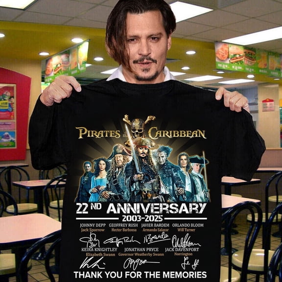 22nd Anniversary 2003-2025 Pirates Of The Caribbean Signatures Tshirt Men