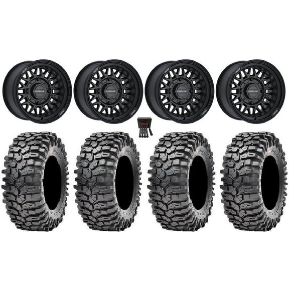 Raceline Omega 14" Wheels Black 35" Roxxzilla Tires Can-Am Maverick X3 / Honda Pioneer 1000 / Talon