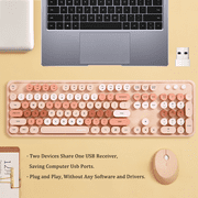 Arcwares Wireless Keyboard and Mouse Combo, Sweet Cute Style, 2.4GHz USB Ergonomic Keyboard, Compact Mouse for Computer, Laptop, PC Desktops, Mac