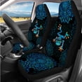 thumbnail image 2 of Binienty Boho Floral Frog Automotive Seat Covers Full Set with Matching Steering Wheel Cover Center Cover Protector Auto Seat Belt Cushion Pad Headrest Covers Car Interior Decor for Sedan SUV Truck, 2 of 7