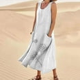 thumbnail image 2 of New Summer Maxi Dresses for Womens 2024 Plus Size Fashion Sleeveless Cotton And Linen Round Neck Printed Long Dress, 2 of 9