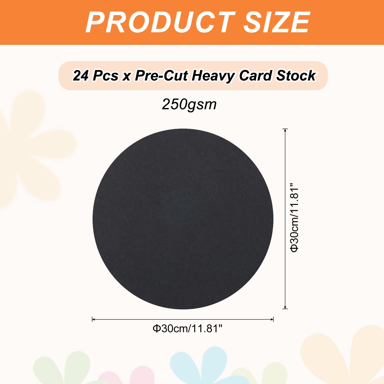 24 Pcs Circle Card Stock, 11.8 Inch Cardstock Paper Circles for Craft, Black