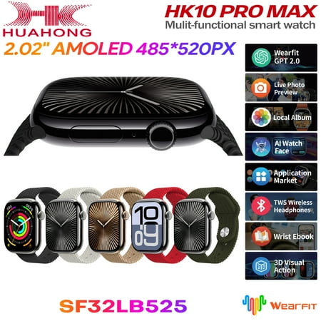 E EYAFA Watch 10 Series Smart Watch HK10 Pro Max Bluetooth Call Smart Watch with 2.02 inch AMOLED Screen for Men and Women