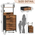 thumbnail image 3 of Eunos Tall Nightstand with Charging Station, Dresser with 4 Drawers and Storage Shelves for Bedroom, Wood Grain Print, 3 of 7