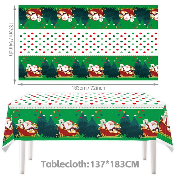 3 Pcs Christmas Tablecloth,Plastic Merry Christmas Table Cloth, Disposable Rectangle Cute Santa Claus Snowman Xmas Table Cover for Christma Party Decorations Favors Tables Decor