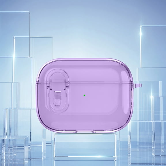 ELEHOLD For AirPods 3rd Gen (2021) Case Full Body Protection Shockproof Rugged Cover with Keychain Secure Lock, Support Wireless Charging, Transparent Purple