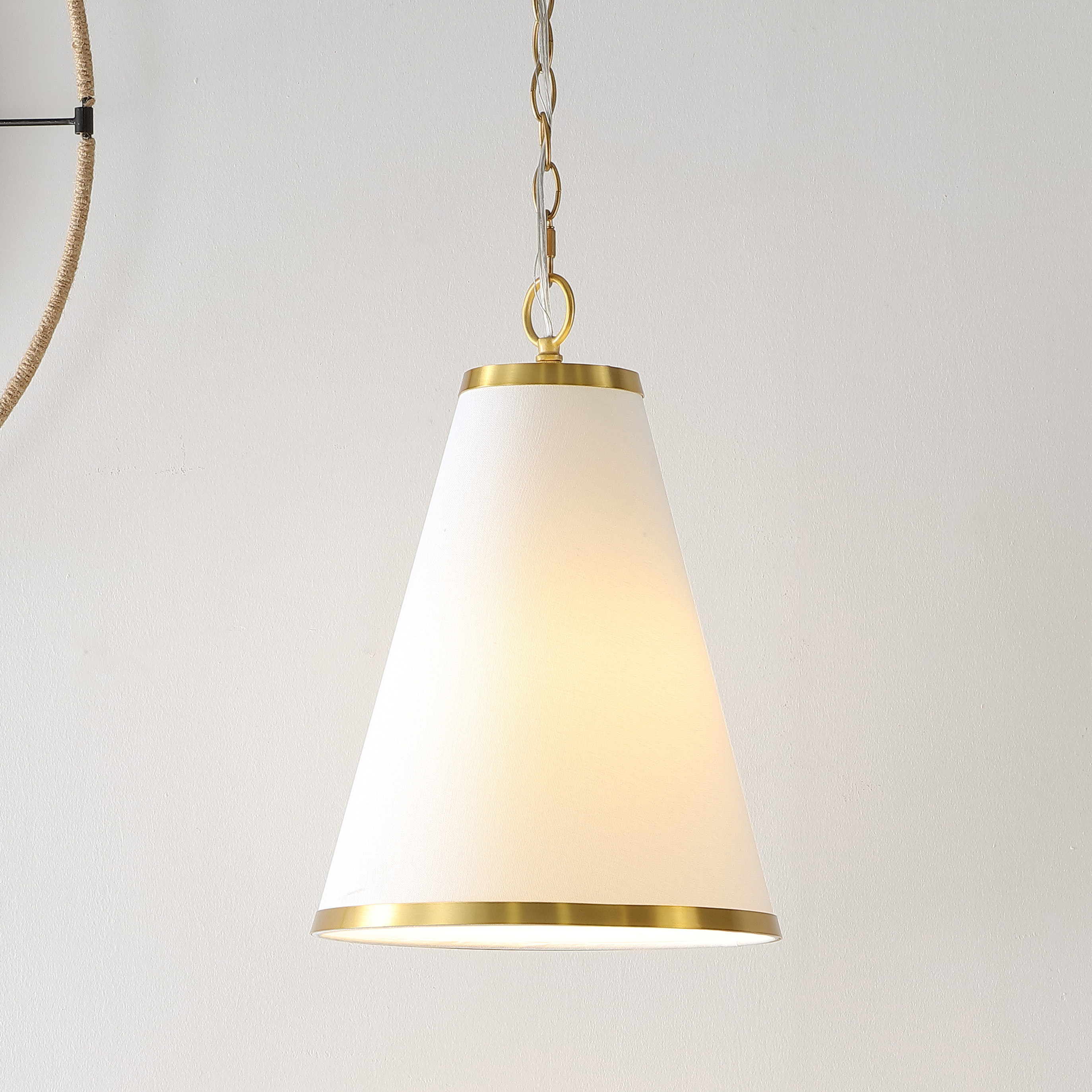 Safavieh Adelais 12" Modern Metal and Fabric Pendant Lights, Off-White