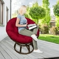 thumbnail image 6 of TOPCHANCES Waterproof Papasan Chair Cushion Only, 51 inch Tuffed Round Floor Seat Cushion, Swing Chair Seat Cushion with Ties, Burgundy, 6 of 9