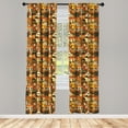 thumbnail image 3 of Ambesonne City Curtains, Panoramic Illustration, Pair of 28"x63", Green Orange Beige, 3 of 5