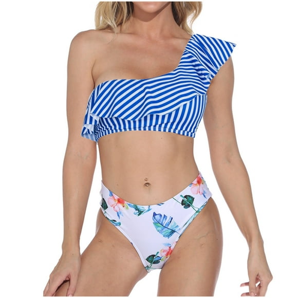 Babysbule Womens Swimsuits Clearance Women's Sexy Striped Printed suspenders Bikini Set Two-Piece Swimsuit