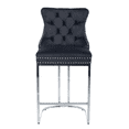 thumbnail image 2 of Tcbosik Upholstered Counter Height Bar Stools Set of 2, Velvet Fabric Barstool with Button Tufted Back, Modern Bar Chair with Metal Legs for Home Pub, Kitchen Island, Dining Room, Black, 2 of 11