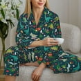 thumbnail image 6 of Salouo Christmas Dinosaur colorful Pattern Women's Pajamas Set Long Sleeve Button Down Sleepwear Soft Pj Lounge Sets for women 2 Piece Pjs Set with Long Pants-XX-Large, 6 of 7