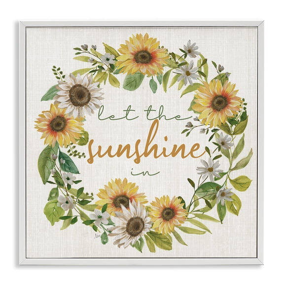 Stupell Industries French Country Let The Sunshine In Sunflower Wreath White Framed Giclee Art, 17 x 17, by Nan