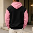thumbnail image 5 of IAJDKMEK Men's Hoodie Sweatshirt Long Sleeve - Color Block with Pockets Casual Sports Pullover, Comfortable Hooded Top for Men,Pink 2XL, 5 of 5