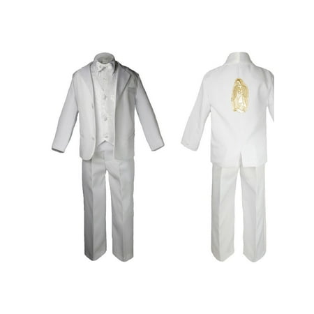

Baby Boy Kid Christening Baptism Formal White Suit Back Guadalupe Maria Sm-7