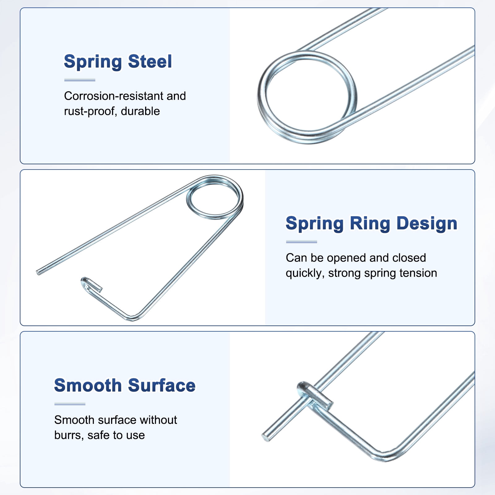Uxcell 4-Pack Brooch Shape Cotter Safety Pin, M5x110mm Spring Steel Pins Quick Lock Brooch Fastener Heavy Retainer Clips