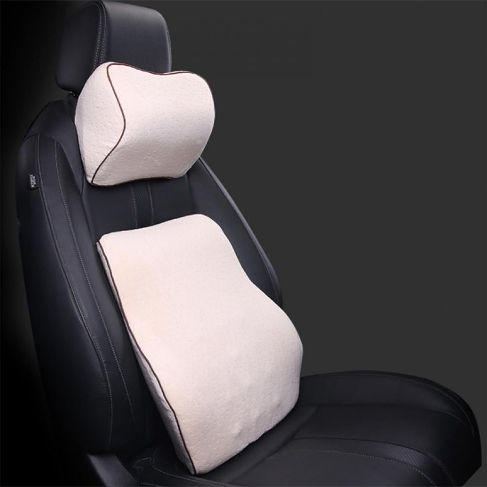 Travel Ease Car Lumbar Support Back Cushion & Headrest Neck Pillow Kit for Seat Cushion Memory Foam Erognomic Design Universal Fit for Car Seat with Back Pain Relief Black 