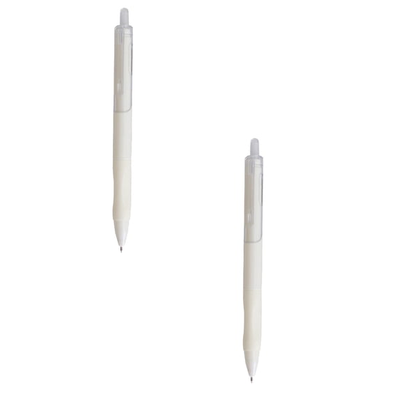 2 Pcs Smooth Writing No Bleed & Smear Black Ink Cute Fine Point Gel Pens Quick Dry Black Gel Ink Pens Fine Point Smooth Writing Pens for Journaling Note Taking Aesthetic Pens for Adult, 5.79", White