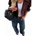 thumbnail image 2 of Jackets for Female CasualLoose Comfy Utility Style Button Up Large Lapel Cropped Jacket Female Wine Red S, 2 of 7