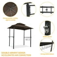 thumbnail image 2 of 8'X5' Grill Gazebo Canopy, Grill Tent for Outdoor Grill, Double Tiered BBQ Gazebo with Steel Frame, Two Shelves, Nine Hooks and A Bottle Opener, Small Grill Shelter For Backyard, Patio (Brown), 2 of 9