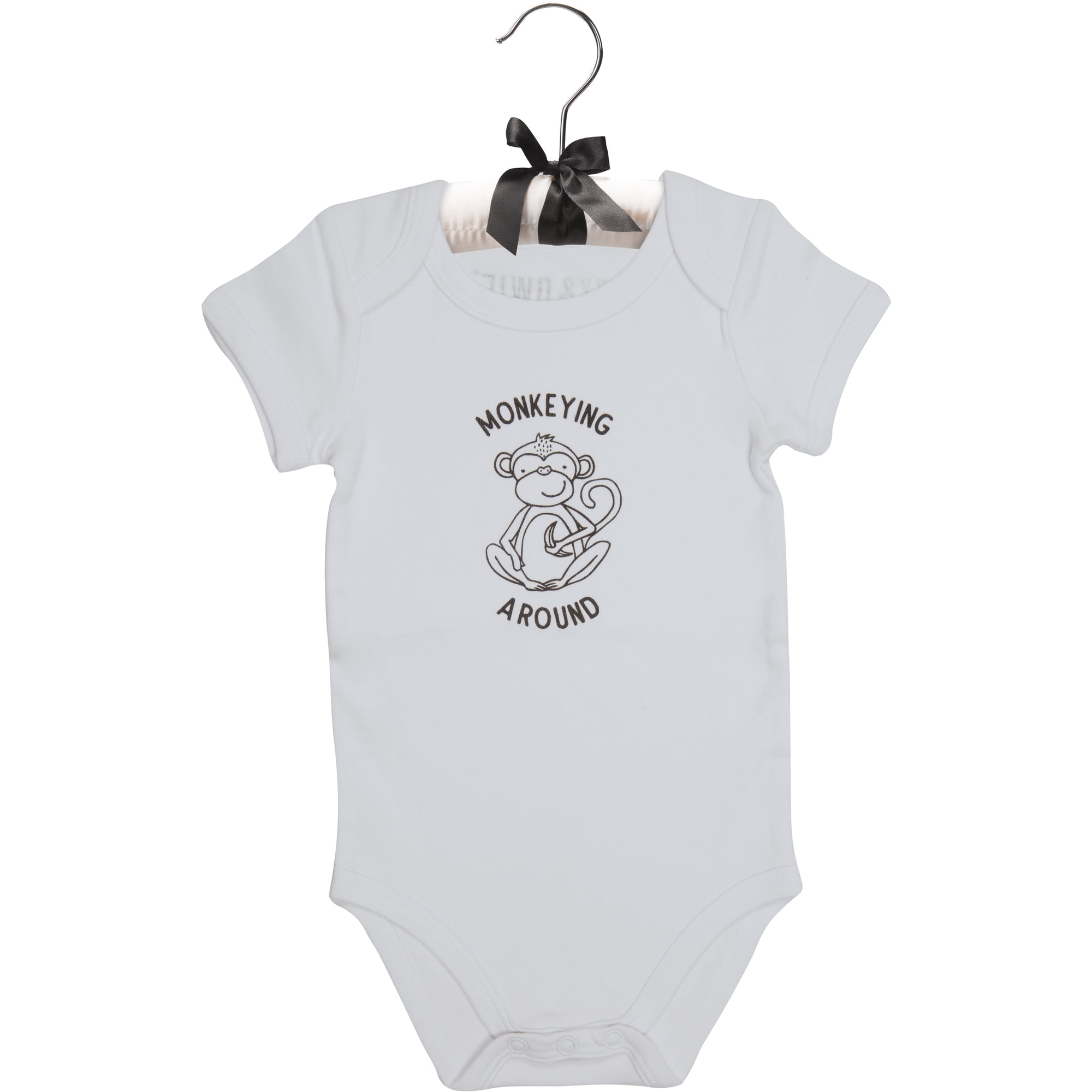 Pavilion Gift Company - Monkey - 12-24 Months Gray Onesie