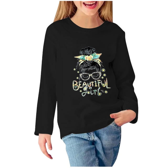 Funicet Chandail à Capuchon pour Bébé Fille, Robe de Fille Fleurie, Chandail à Col Rond Imprimé pour Filles Chandail à Capuchon pour Enfants Haut Brodé Fleur