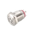 thumbnail image 5 of Interruptor de botón metálico momentáneo Uxcell cabeza plana diámetro de montaje de 12 mm 1NO luz LED roja 3-6V, 5 of 5