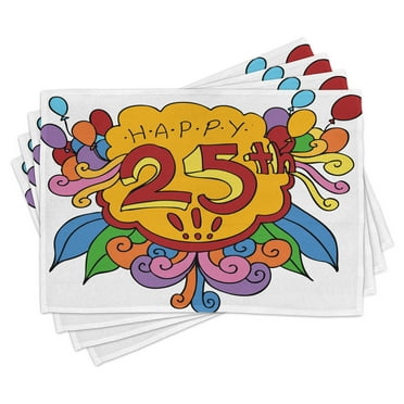 Ambesonne Cartoon Place Mats Set of 4, Floral Balloon, Standard Size, Multicolor