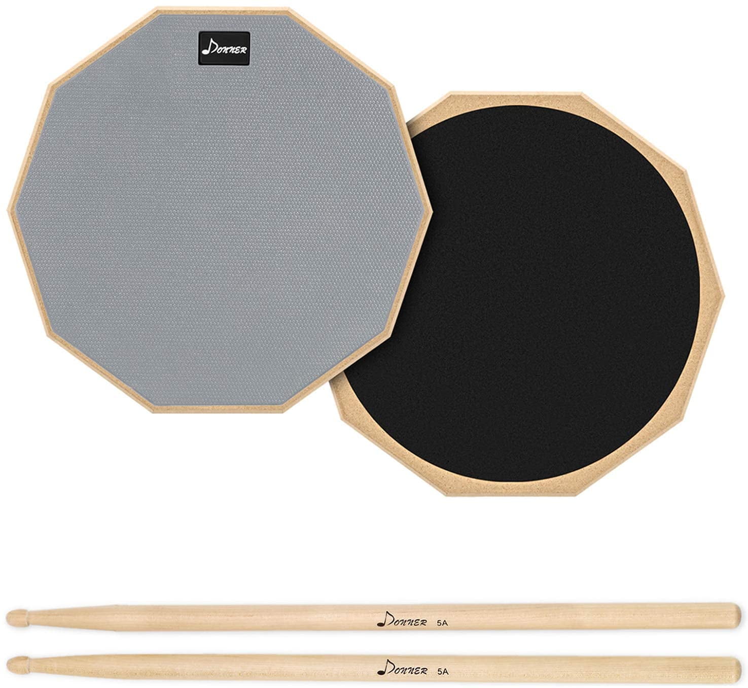 Donner Drum Practice Pad, 12 Inch Double Sided Silent Drum Pad With