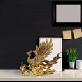 thumbnail image 6 of Phoenix Figurine Brass Statue Copper Ornament Prosperity Symbol Housewarming Gift Living Room Desk, 6 of 9