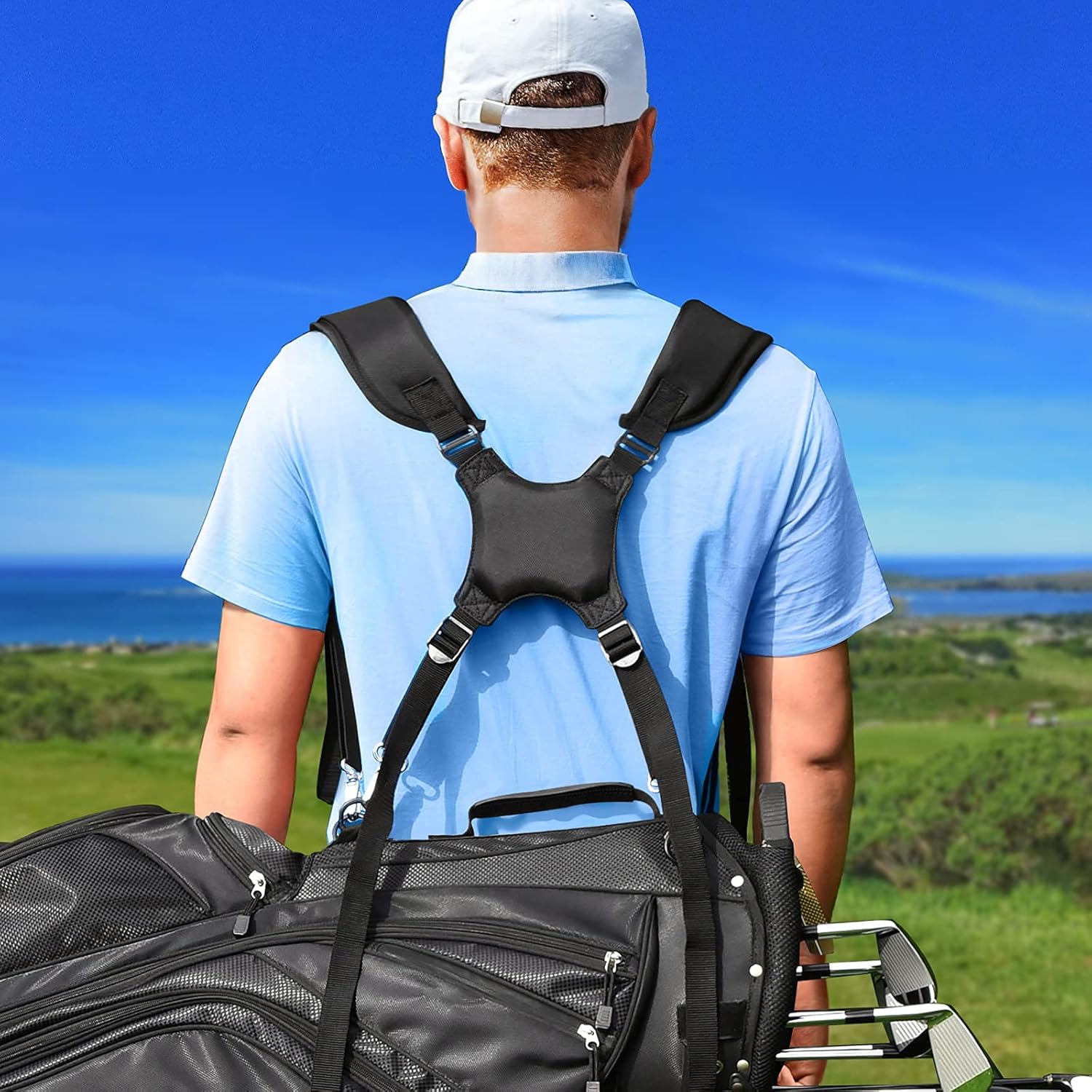 AISENIN Black Golf Bag Shoulder Strap, Replaceable Comfortable Adjustable Strap, Golf Handbag Shoulder Strap, Suitable for Carrying Golf Bags on the Course, High-Quality Golf Bag Accessories