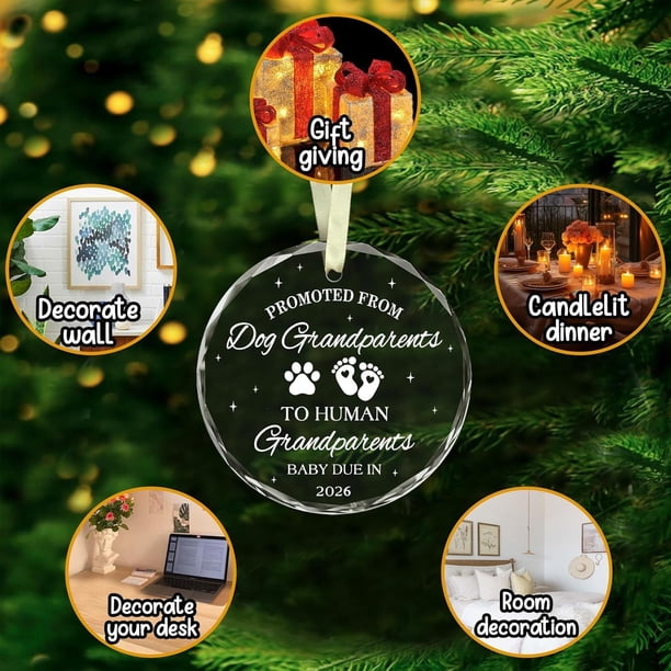 First Time Grandma Gifts 2026 Grandparent Gifts First Time Grandparents Gifts New Baby Reveal Gift  For Grandma Grandpa Promoted From Dog Grandparents 2026 Ornament  Mothers Fathers Day Birthday Gift For Grandparent
