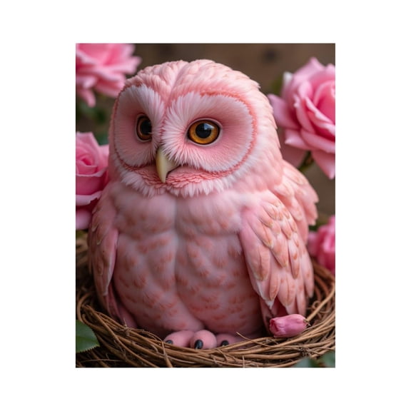 Paint by Numbers Kit for Adults, Pink Owl In Rosy Nest Paint by Numbers, Easy Paint by Numbers Kit for Adults Beginner, DIY Adult Paint by Number Kits on Canvas, 12x16in Home Decor
