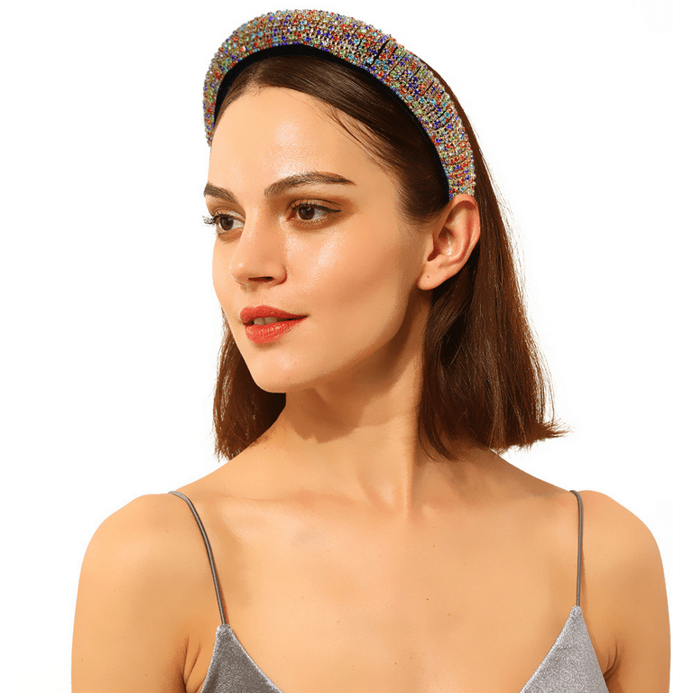 Rhinestone Crystal Diamond Headbands for Women Fashionable Handmade Wide  Hair Hoops Beaded Bling HairBand Hair Accessories