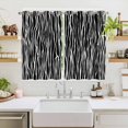 thumbnail image 2 of Black Striped Kitchen Curtains Window Panels, Retro Wave Lines Texture Simple Insulated Window Treatment Curtain, Grommet Curtains for Bedroom/Living Room/Bathroom, 2 Piece 52"Wx63"L, 2 of 8