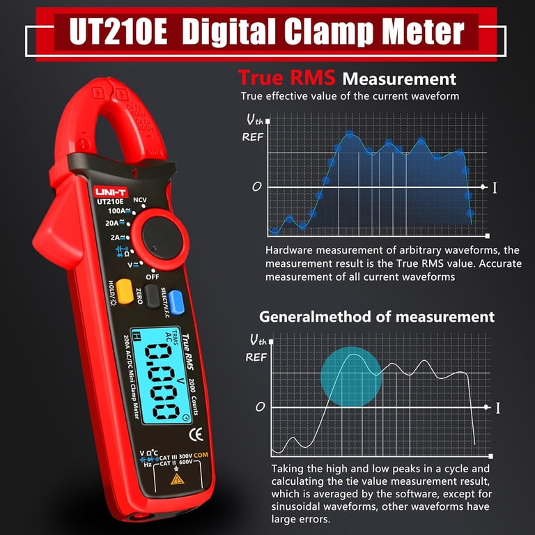 UNI-T Mini Clamp Meter UT210E Digital True RMS AC/DC Current Voltage