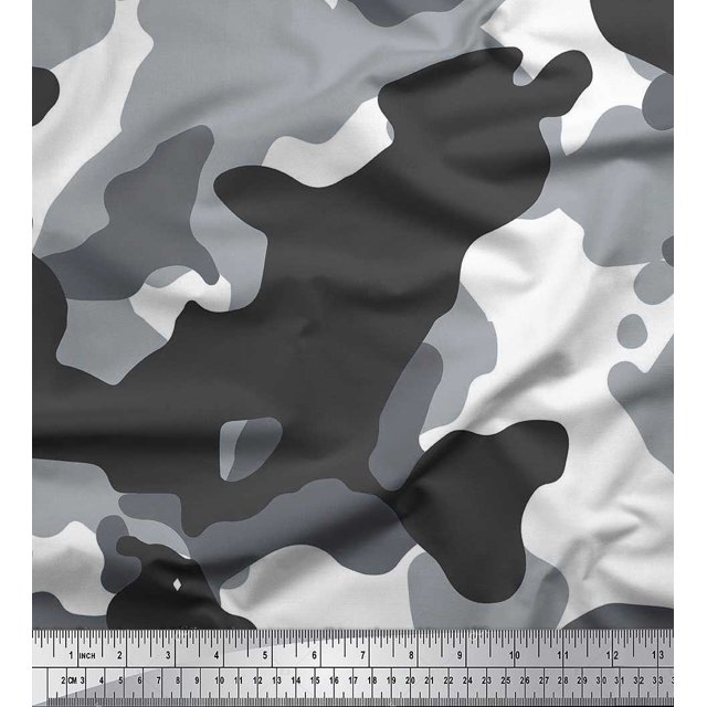 Soimoi Poly Georgette Fabric Two Tone With White Camouflage Fabric Prints By Yard 52 Inch Wide