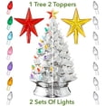 thumbnail image 2 of 24" Hand Painted Ceramic Christmas Tree, Silver  Pre-Lit Tree with 148 Multi Color Lights and 2 Star Toppers, 2 of 7