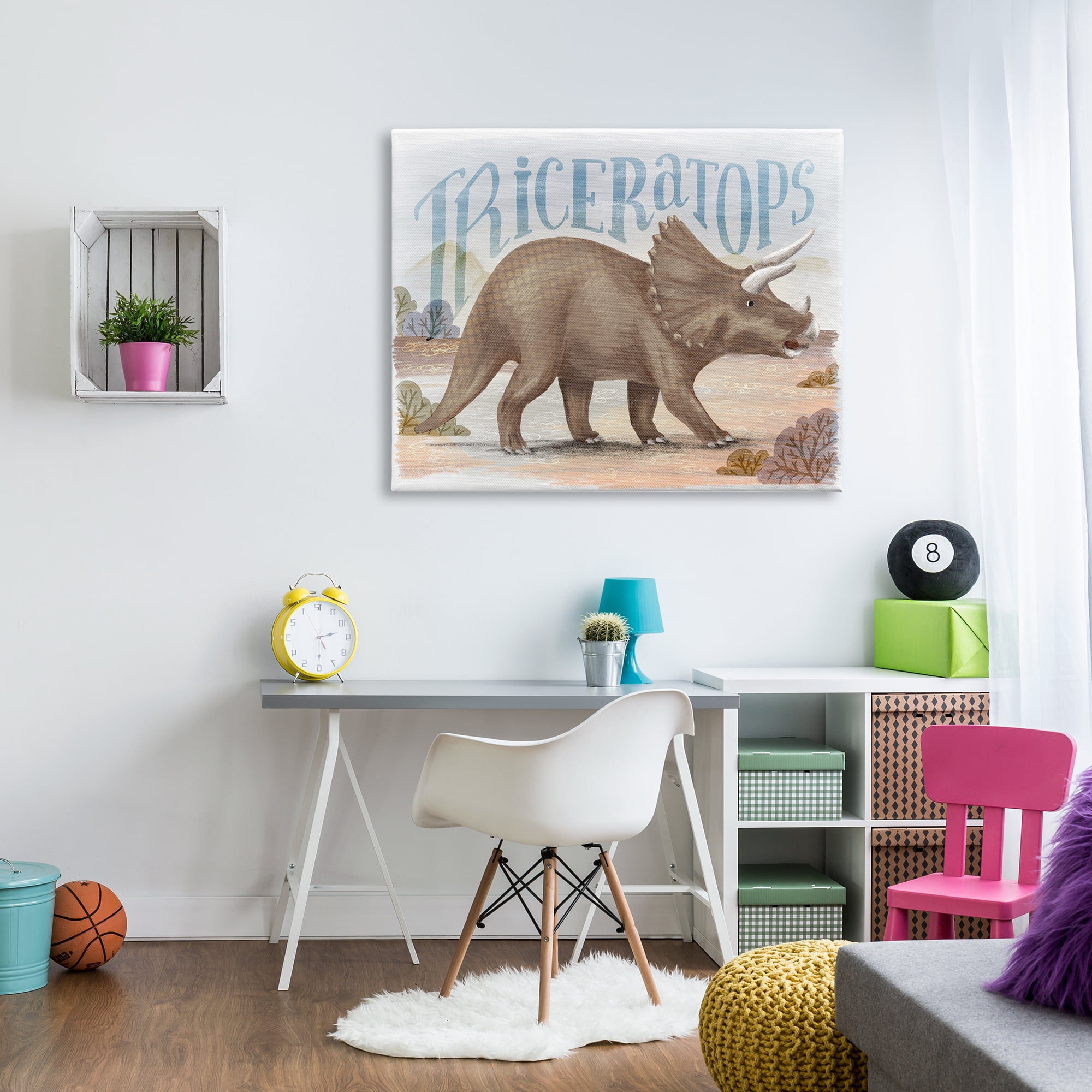Stupell Industries Triceratops in Nature Animals & Insects Painting Gallery Wrapped Canvas Art Print Wall Art, 48 x 36