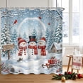 thumbnail image 2 of Duangreer Winter Red Christmas Birds Holiday Shower Curtain with 12 Hooks, Snowman Waterproof Fabric Bathroom Curtain, 72"x72", 2 of 5