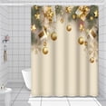 thumbnail image 2 of Gold Christmas Shower Curtain with Hooks Green Pine Leaves and Golden Xmas Balls Stars Snowflakes Classic Design Print Shower Curtain for Bathroom Home Decorative, 72x72 Inch, 2 of 6